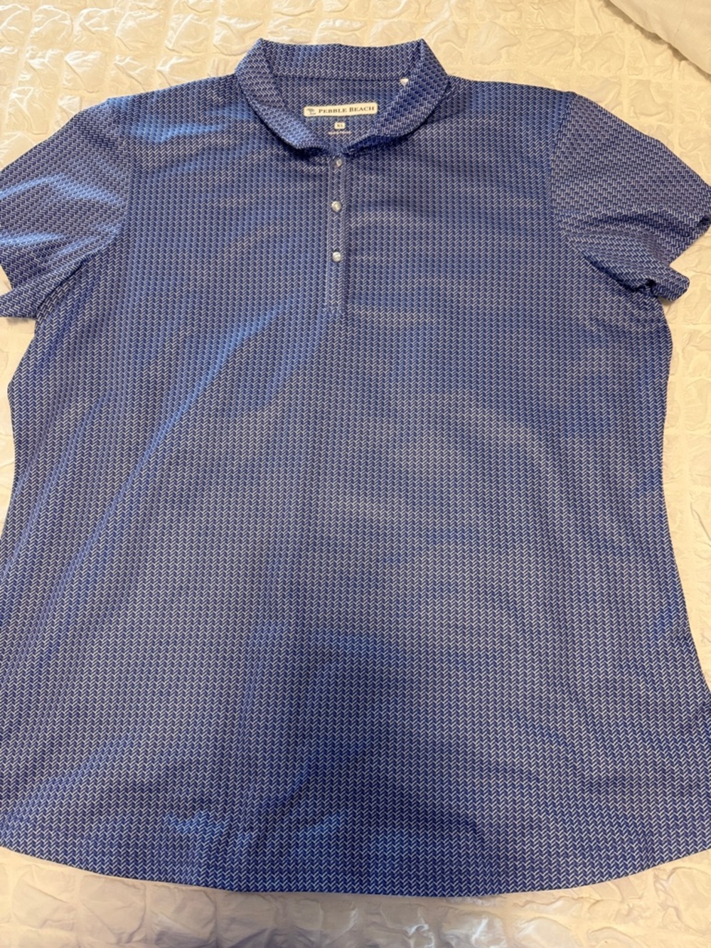 Pebble Beach Blue Short-Sleeve Polo Blouse